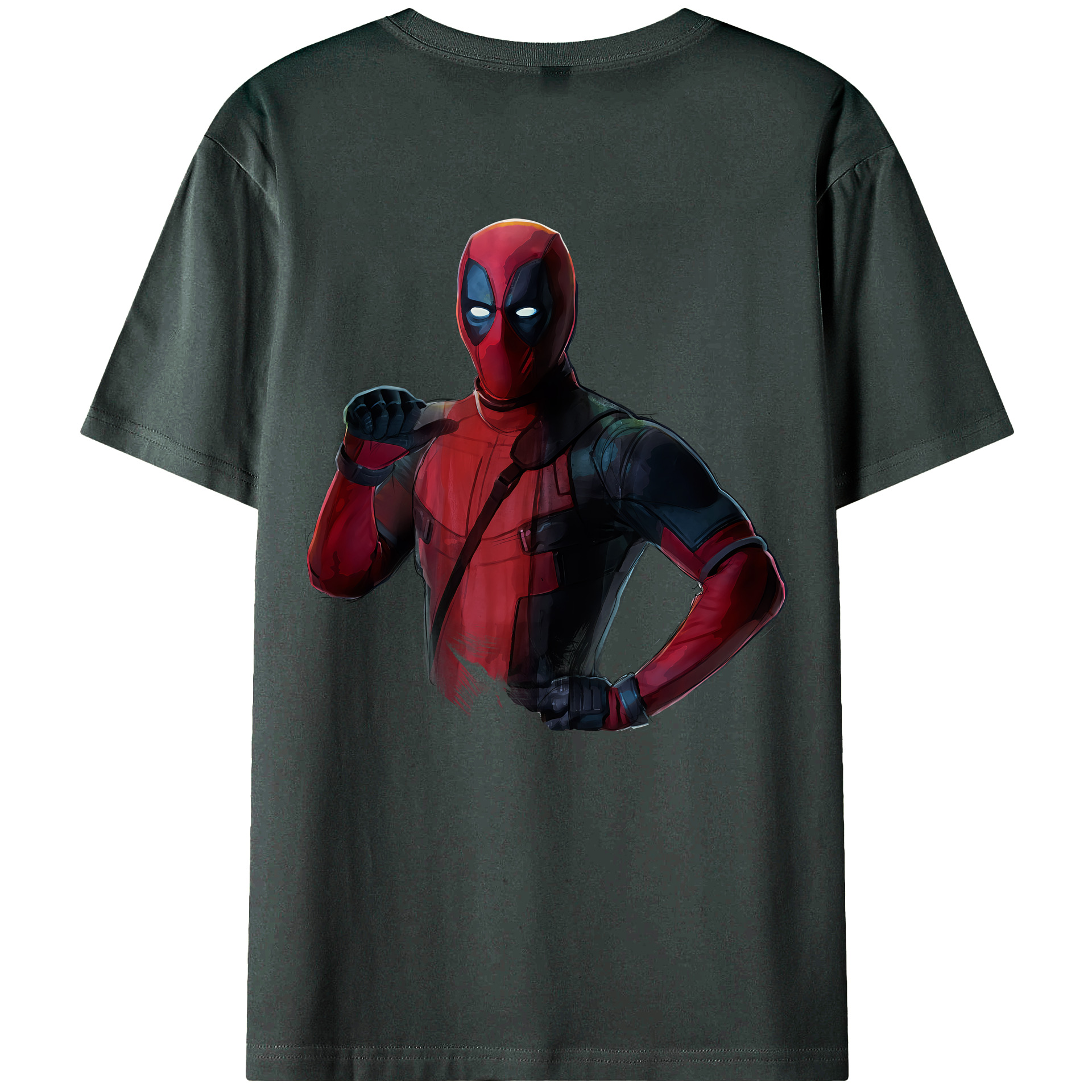 （画像用） Deadpool デッドプール 綿100％ メンズ半袖Tシャツ（バックプリント） 通気性